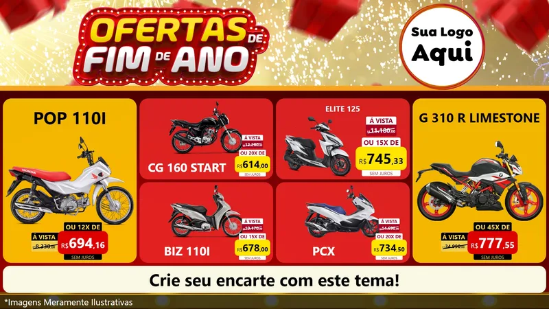 Modelo de TV para TV Horizontal com o tema Ofertas de Fim de Ano para Concessionaria de Motos