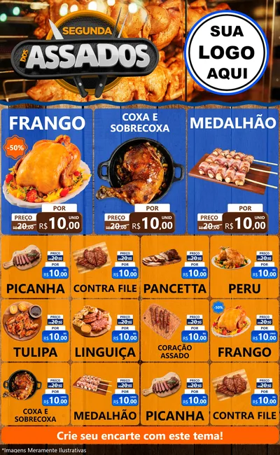 Modelo de Encarte para Encarte Grande com o tema Segunda dos Assados para Assados