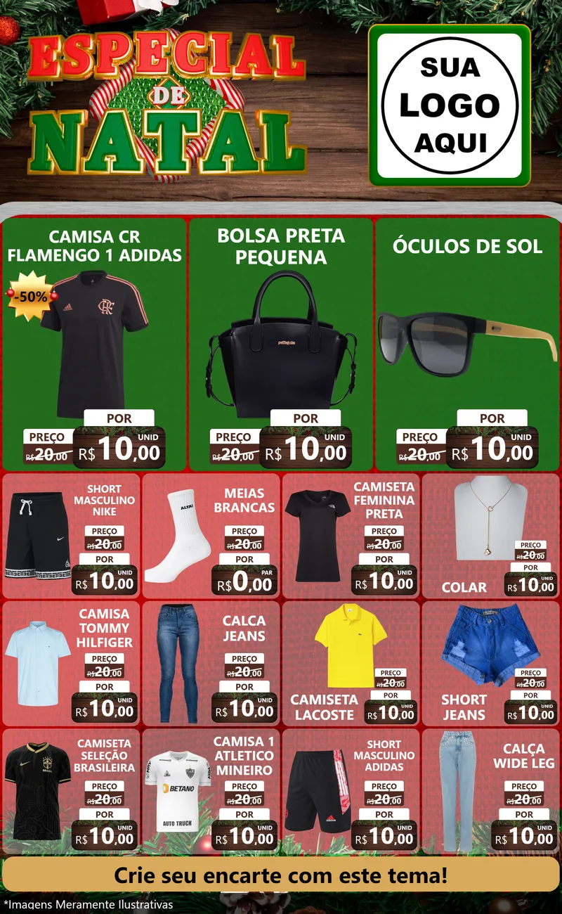 Modelo de Encarte para Encarte Grande com o tema Especial de Natal para Roupas e acessórios