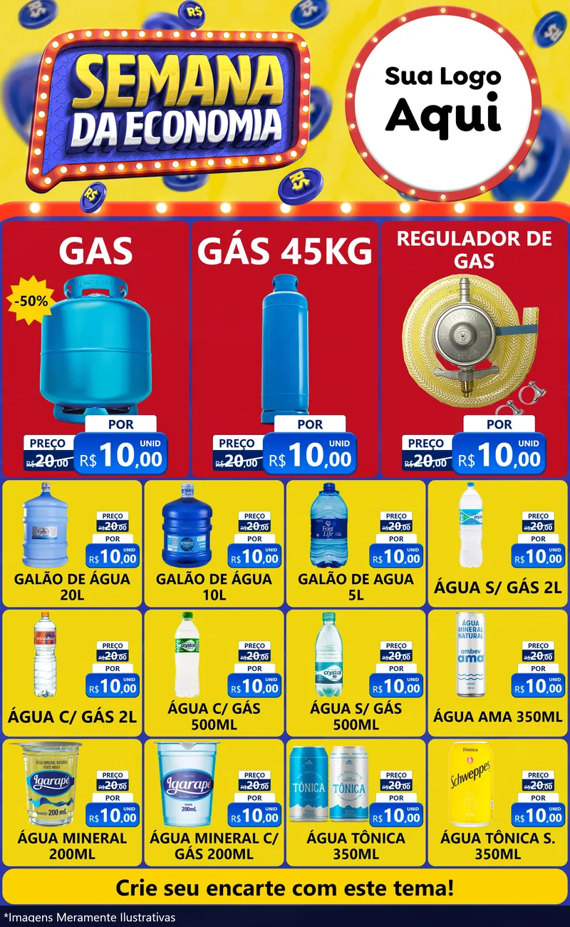 Modelo de Encarte para Encarte Grande com o tema Semana da Economia para Água e gás