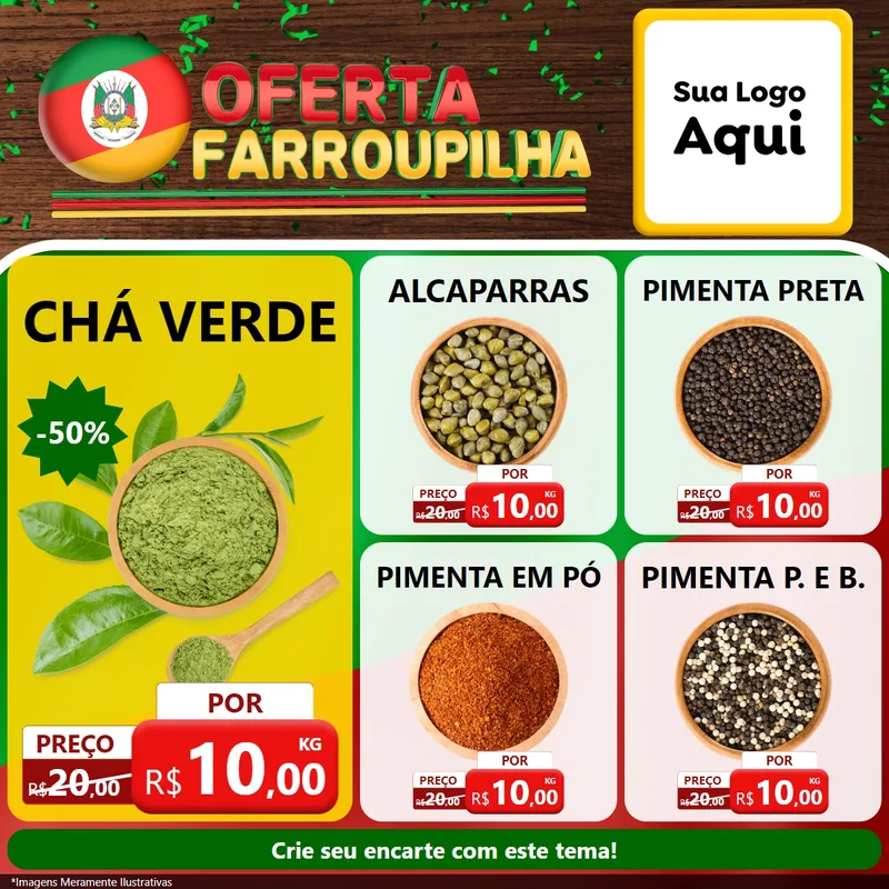 Modelo de Rede Social para Feed Facebook com o tema Oferta Farroupilha para Produtos Naturais