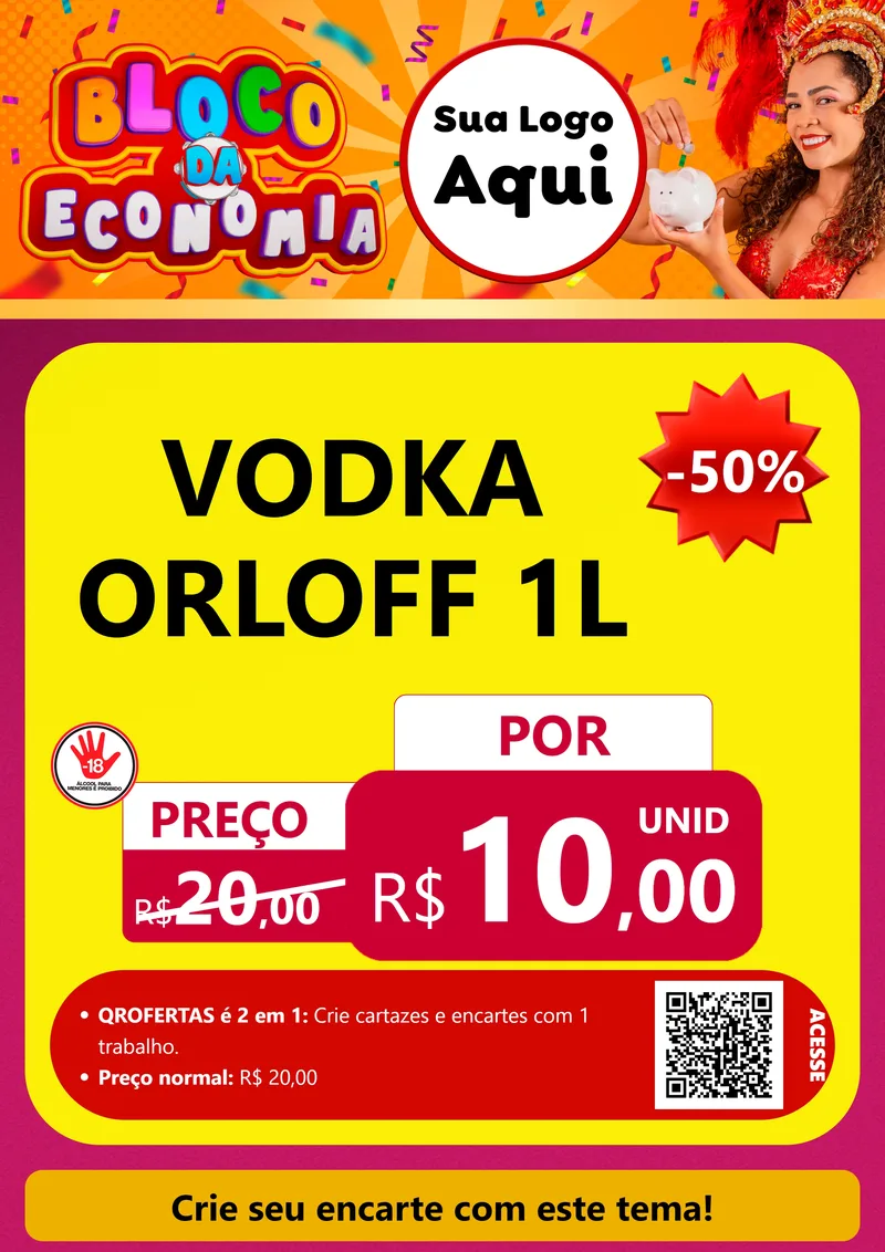 Modelo de Cartaz para Cartaz A4 Vertical com o tema Bloco da Economia para Distribuidora de bebidas