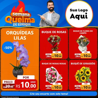 Modelo de Rede Social para Feed Facebook com o tema Semana Queima de Estoque para Floricultura e jardim