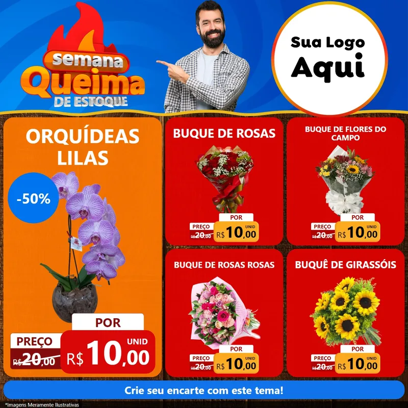 Modelo de Rede Social para Feed Facebook com o tema Semana Queima de Estoque para Floricultura e jardim