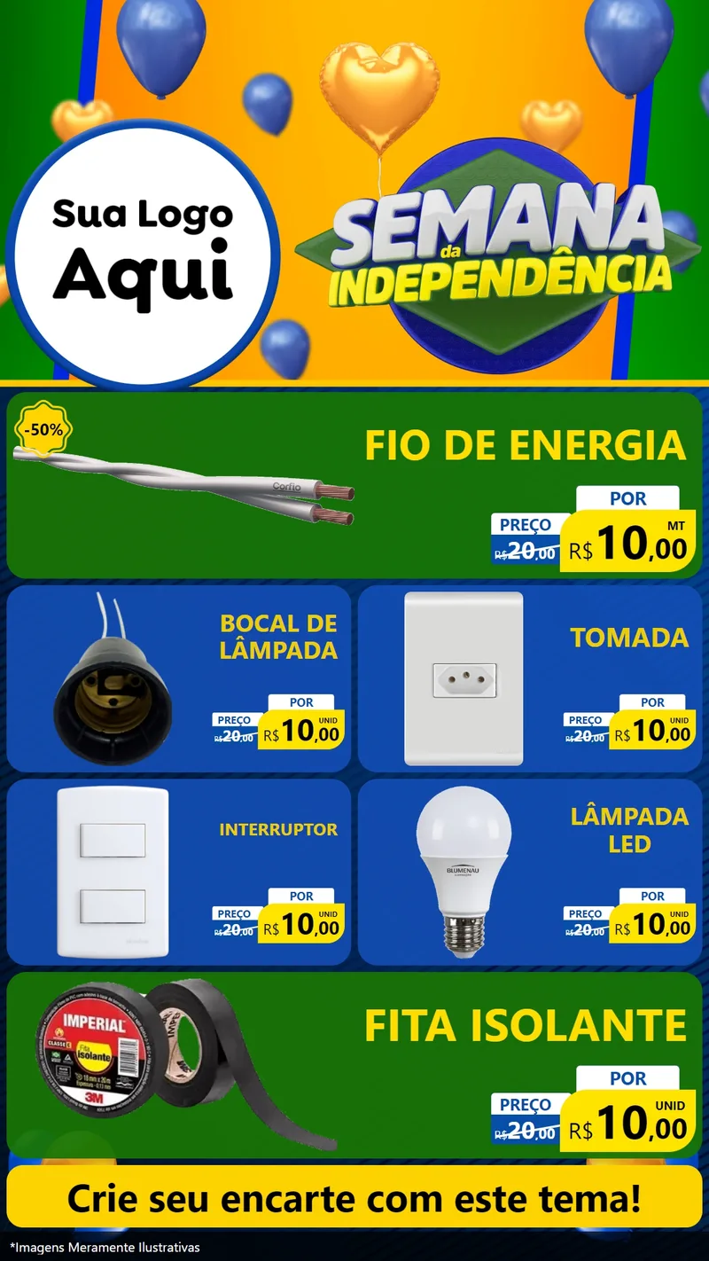 Modelo de TV para TV Vertical com o tema Semana da Independência para Materiais Elétricos