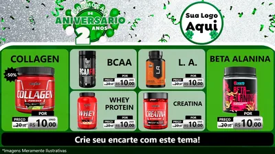 Modelo de TV para TV Horizontal com o tema Promoção de Aniversário - 2 Anos para Suplementos alimentares