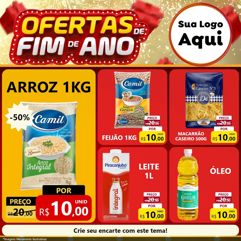 Modelo de Rede Social para Feed Facebook com o tema Ofertas de Fim de Ano para Supermercado