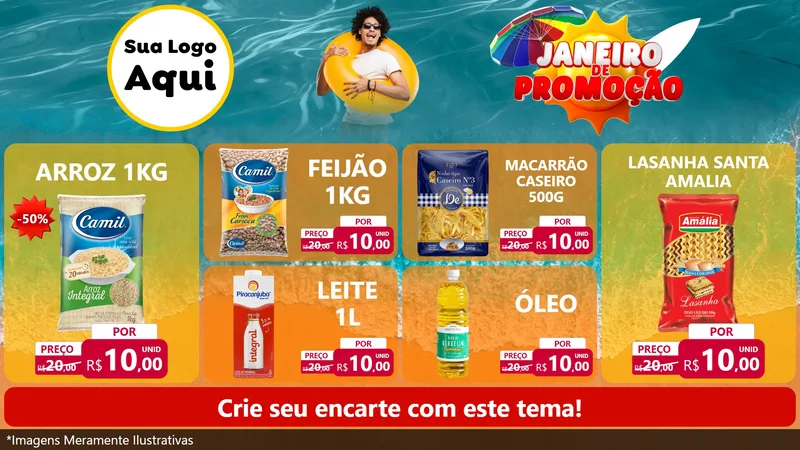 Modelo de TV para TV Horizontal com o tema Janeiro de Promoção para Supermercado