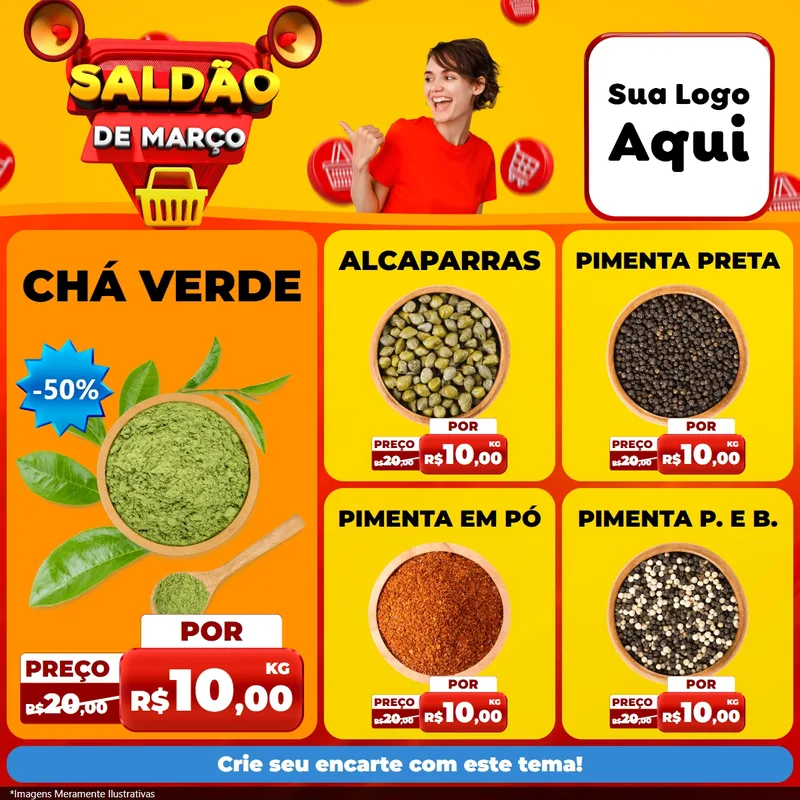 Modelo de Rede Social para Feed Facebook com o tema Saldão de Março para Produtos Naturais