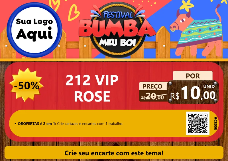 Modelo de Cartaz para Cartaz A4 Horizontal com o tema Festival Bumba Meu Boi para Perfumes