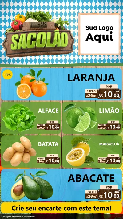 Modelo de TV para TV Vertical com o tema Mega Sacolão para Hortifrúti