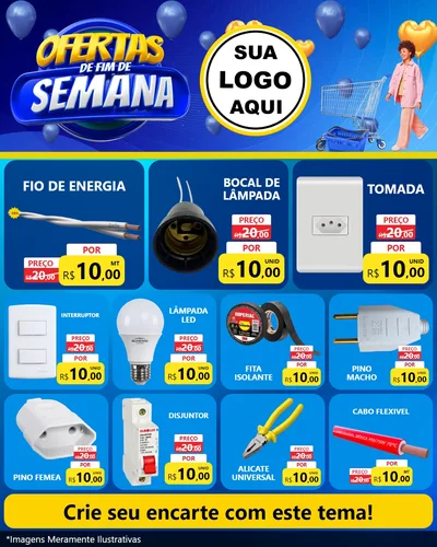 Modelo de Rede Social para Feed Instagram com o tema Ofertas de Fim de Semana para Materiais Elétricos