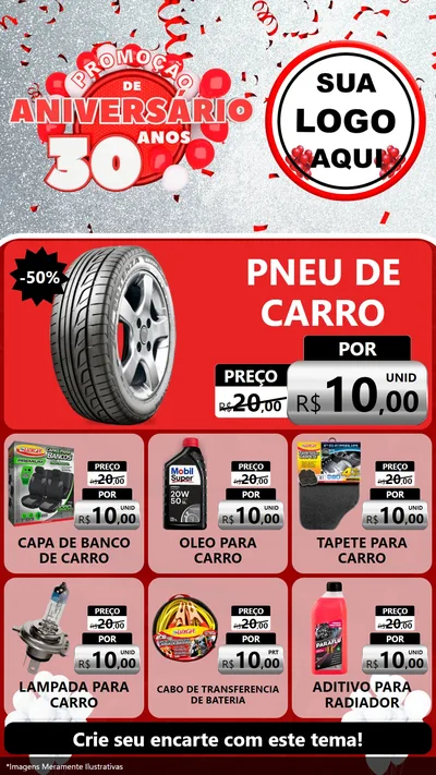 Modelo de Rede Social para Stories com o tema Promoção de Aniversário - 30 Anos para Auto peças
