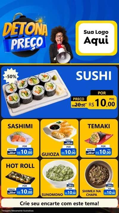 Modelo de Rede Social para Stories com o tema Detona Preços para Comida japonesa