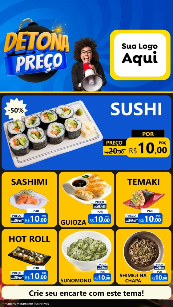 Modelo de Rede Social para Stories com o tema Detona Preços para Comida japonesa