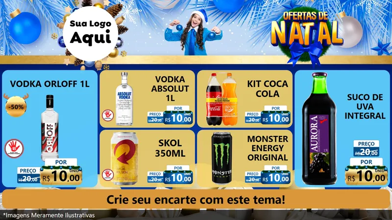 Modelo de TV para TV Horizontal com o tema Ofertas de Natal para Distribuidora de bebidas