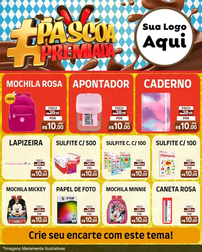 Modelo de Rede Social para Feed Instagram com o tema Páscoa Premiada para Papelaria