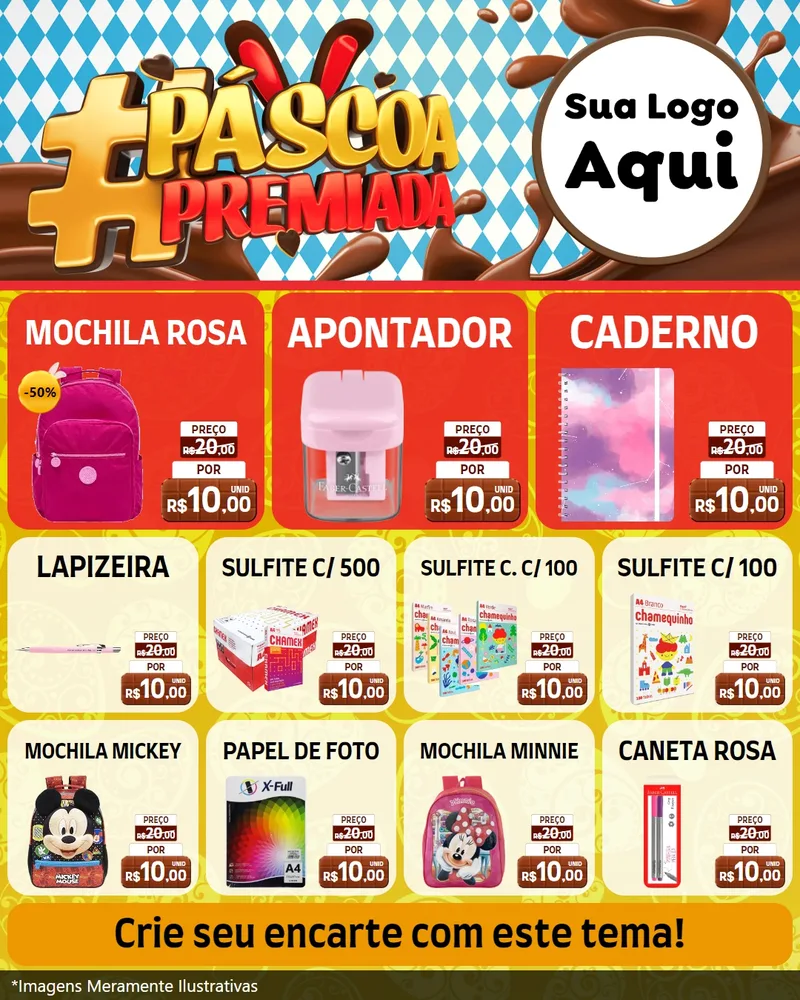 Modelo de Rede Social para Feed Instagram com o tema Páscoa Premiada para Papelaria