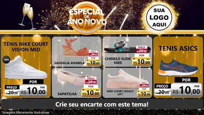 Modelo de TV para TV Horizontal com o tema Especial de Ano Novo para Calçados