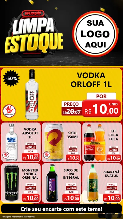 Modelo de Rede Social para Stories com o tema Operação Limpa Estoque para Distribuidora de bebidas