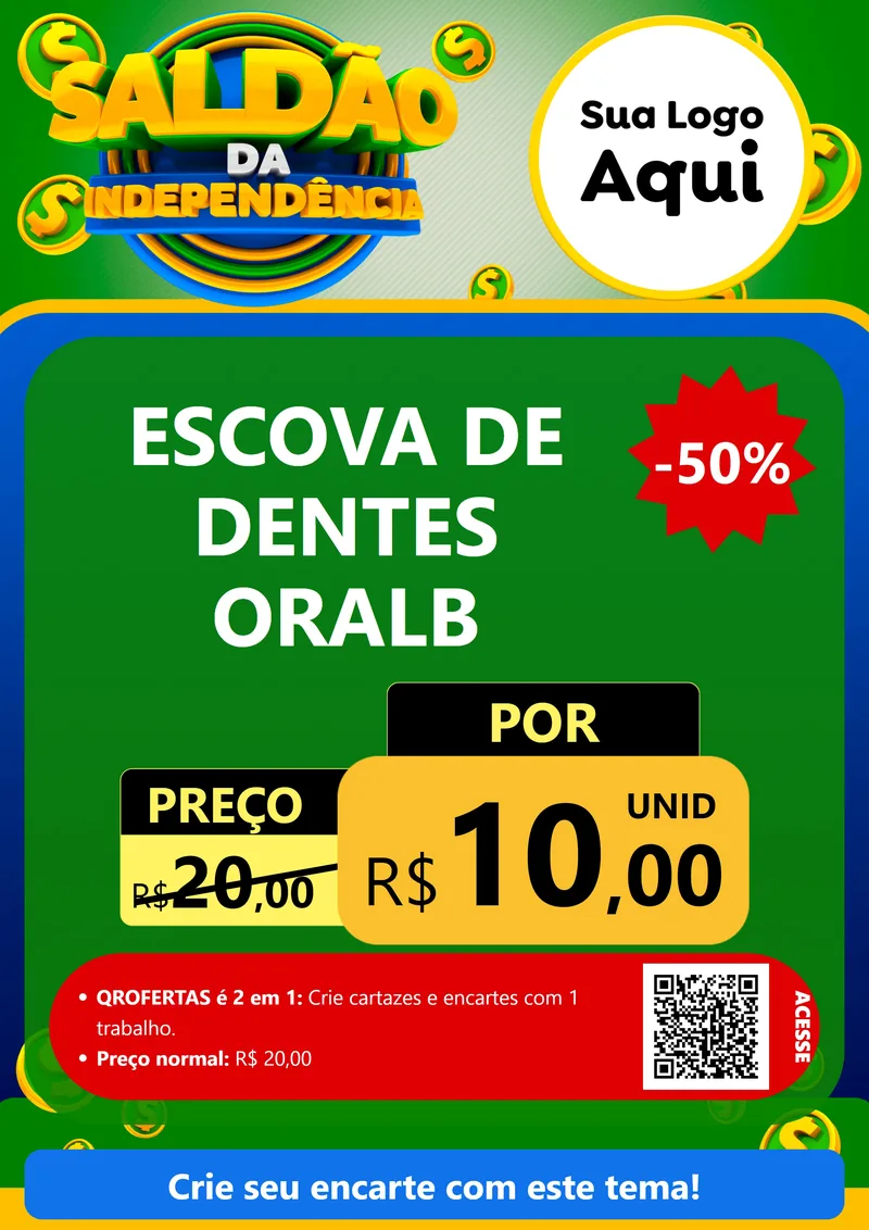 Modelo de Cartaz para Cartaz A4 Vertical com o tema Saldão da Indepêndencia para Higiene Pessoal