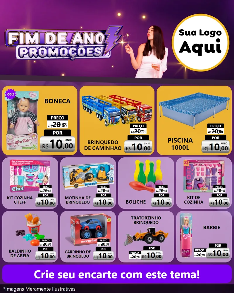 Modelo de Rede Social para Feed Instagram com o tema Fim de Ano Promoções para Brinquedos