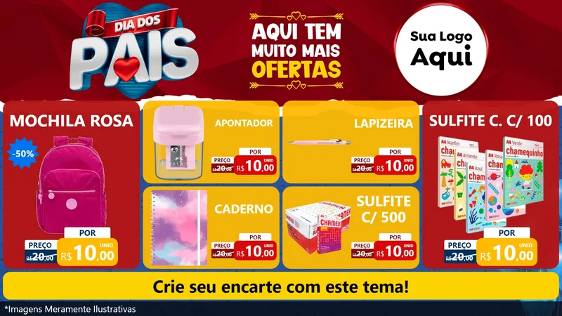 Modelo de TV para TV Horizontal com o tema Dia dos Pais para Papelaria