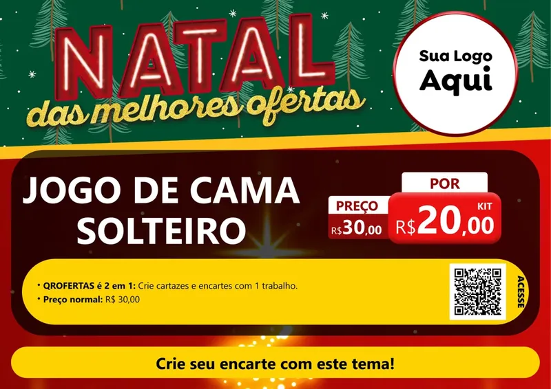 Modelo de Cartaz para Cartaz A4 Horizontal com o tema Natal das Melhores Ofertas para Cama, Mesa e Banho