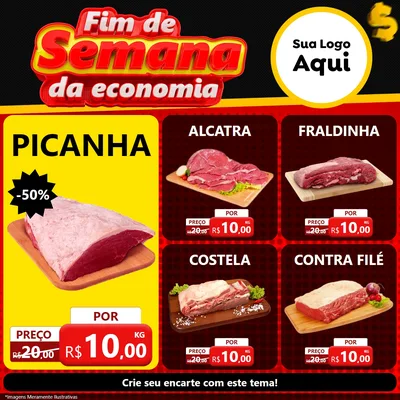 Modelo de Rede Social para Feed Facebook com o tema Fim de Semana da Economia para Açougue