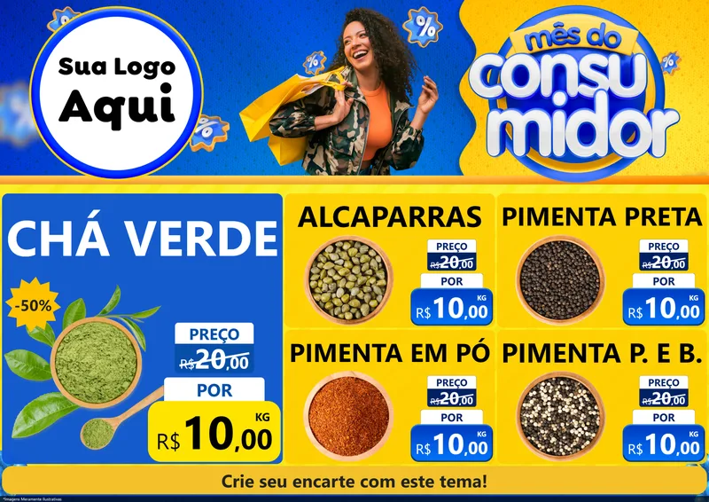 Modelo de Encarte para Encarte A4 Horizontal com o tema Mês do Consumidor para Produtos Naturais