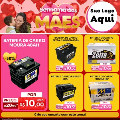 Modelo de Rede Social para Feed Facebook com o tema Semana Das Mães para Baterias Elétricas