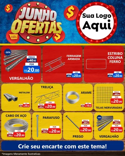 Modelo de Rede Social para Feed Instagram com o tema Junho de Ofertas para Ferragens