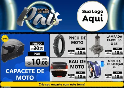Modelo de Encarte para Encarte A4 Horizontal com o tema Sorteio Dia Dos Pais para Moto peças