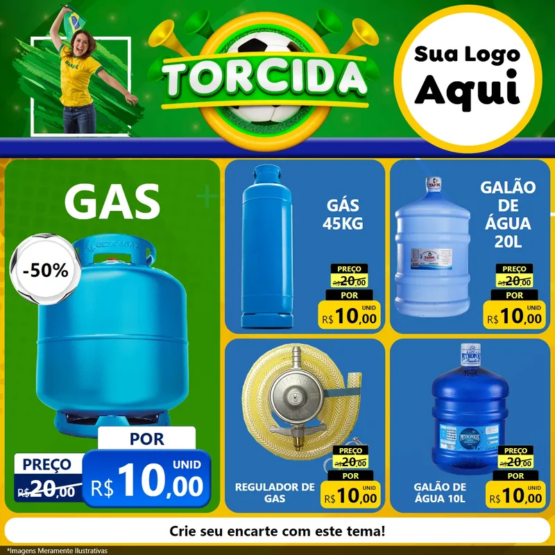 Modelo de Rede Social para Feed Facebook com o tema Torcida para Água e gás
