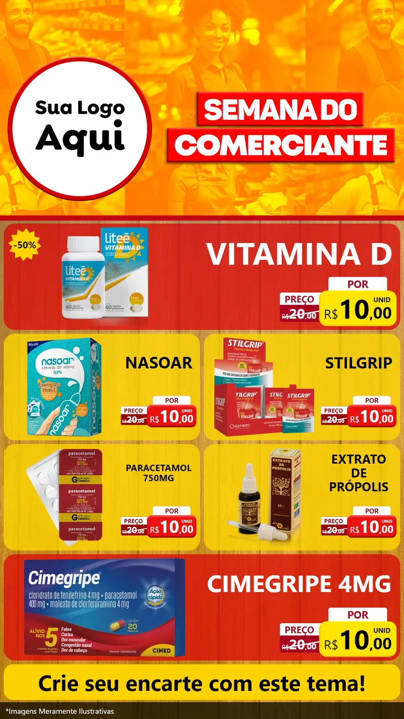 Modelo de TV para TV Vertical com o tema Semana do Comerciante para Farmácia