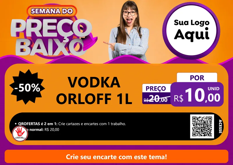 Modelo de Cartaz para Cartaz A4 Horizontal com o tema Semana do Preço Baixo para Distribuidora de bebidas