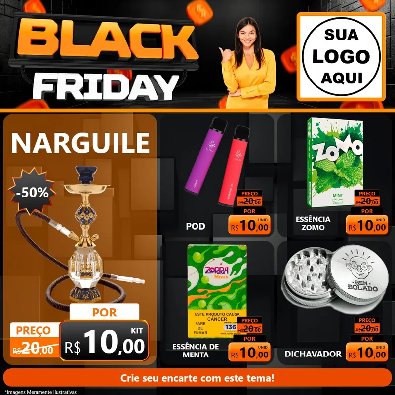 Modelo de Rede Social para Feed Facebook com o tema Black Friday para Tabacaria
