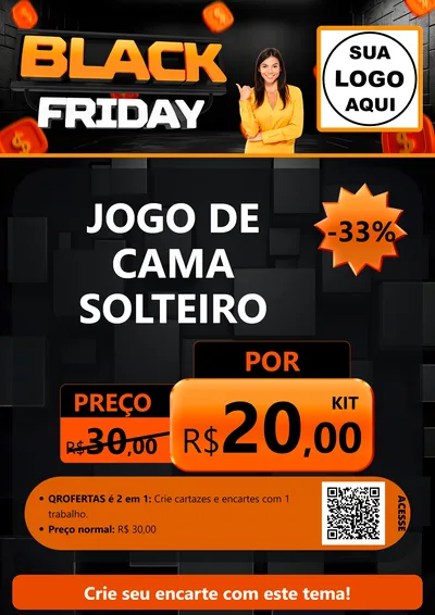 Modelo de Cartaz para Cartaz A4 Vertical com o tema Black Friday para Cama, Mesa e Banho