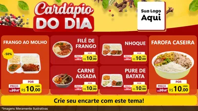 Modelo de TV para TV Horizontal com o tema Cardápio do Dia para Restaurante