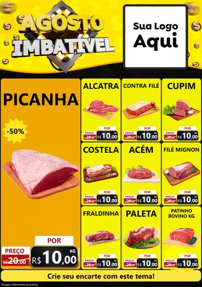 Modelo de Encarte para Encarte A4 Vertical com o tema Agosto Imbatível para Açougue