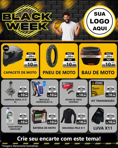 Modelo de Rede Social para Feed Instagram com o tema Black Week para Moto peças