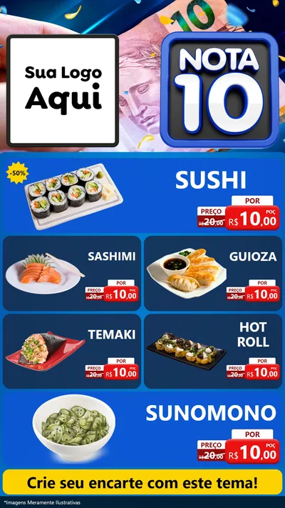 Modelo de TV para TV Vertical com o tema Nota 10 para Comida japonesa