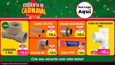 Modelo de TV para TV Horizontal com o tema Esquenta de Carnaval para Tubos e conexões