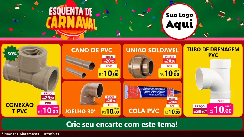 Modelo de TV para TV Horizontal com o tema Esquenta de Carnaval para Tubos e conexões