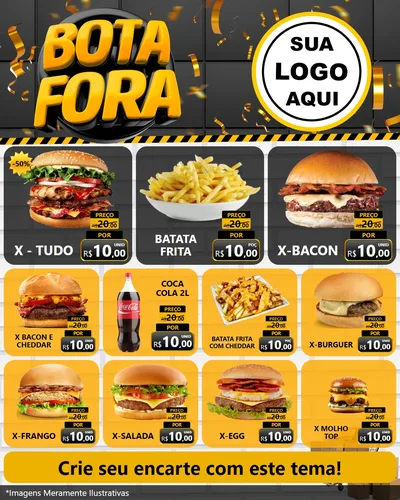 Modelo de Rede Social para Feed Instagram com o tema Bota Fora para Hamburgueria