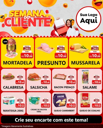 Modelo de Rede Social para Feed Instagram com o tema Semana do Cliente para Frios e Laticínios