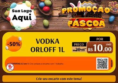 Modelo de Cartaz para Cartaz A4 Horizontal com o tema Promoção Páscoa para Distribuidora de bebidas