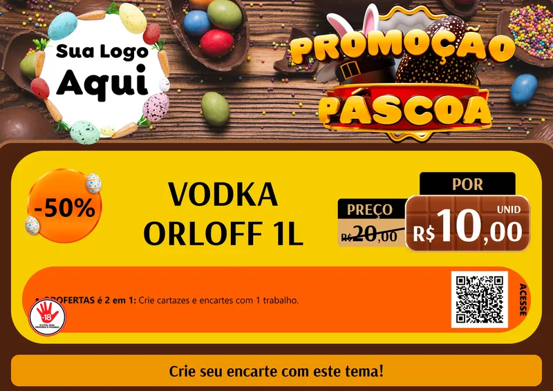 Modelo de Cartaz para Cartaz A4 Horizontal com o tema Promoção Páscoa para Distribuidora de bebidas
