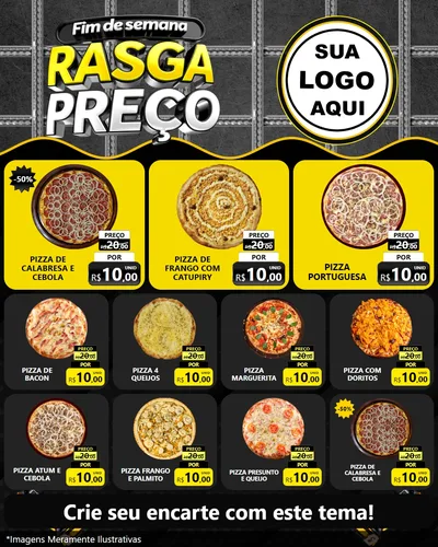 Modelo de Rede Social para Feed Instagram com o tema Fim de Semana Rasga Preço para Pizzaria