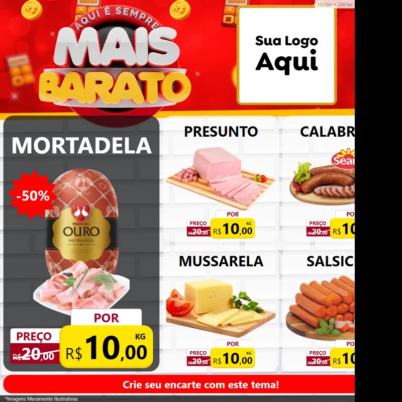 Modelo de Rede Social para Feed Facebook com o tema Mais Barato para Frios e Laticínios